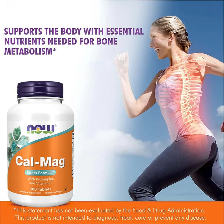 Now Cal-Mag Stress Formula With Calcium, Magnesium, Vitamin B-Complex & Vitamin C Tablets, Pack of 100's - Easy Pharmacy LLC