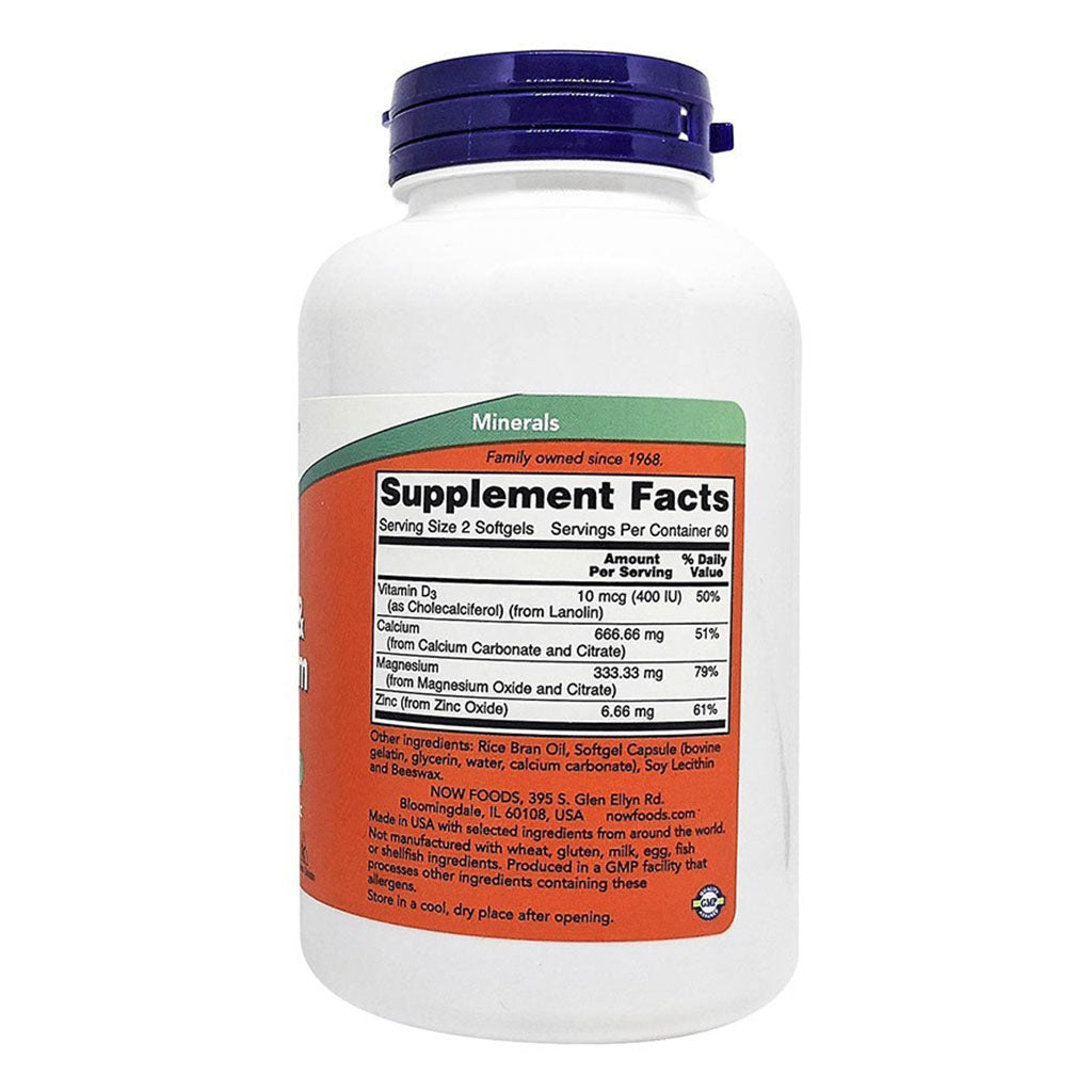 Now Calcium & Magnesium With Vitamin D3 & Zinc Softgel For Bone Health, Pack of 120's - Easy Pharmacy LLC