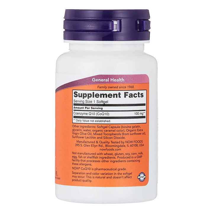 Now CoQ10 100mg Antioxidant Softgels For Heart Health & Energy, Pack of 50's - Easy Pharmacy LLC