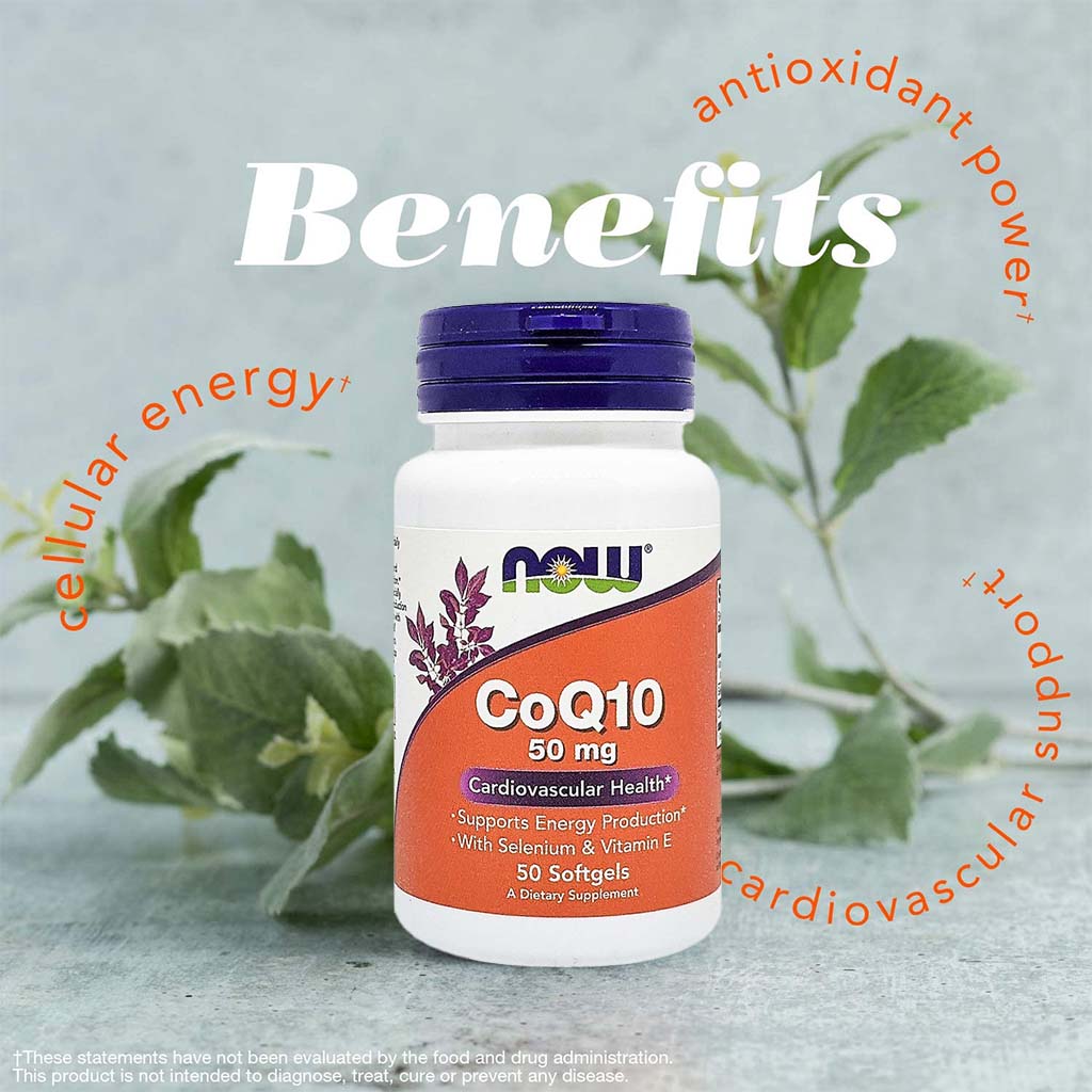 Now CoQ10 50mg Antioxidant Softgels For Heart Health & Energy, Pack of 50's - Easy Pharmacy LLC