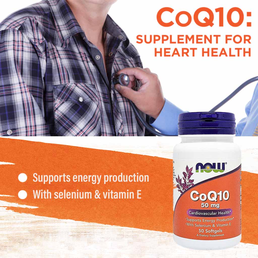 Now CoQ10 50mg Antioxidant Softgels For Heart Health & Energy, Pack of 50's - Easy Pharmacy LLC