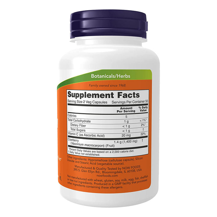 Now Cranberry Capsules With Vitamin C For Healthy Urinary Health, Pack of 100's - Easy Pharmacy LLC