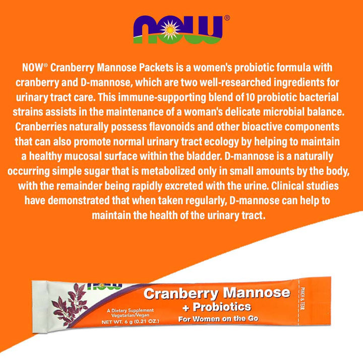 Now Cranberry Mannose + Probiotics For Healthy Urinary Health, Pack of 24's - Easy Pharmacy LLC