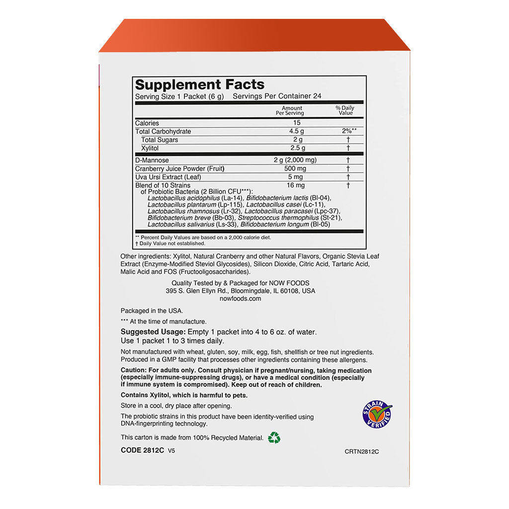 Now Cranberry Mannose + Probiotics For Healthy Urinary Health, Pack of 24's - Easy Pharmacy LLC