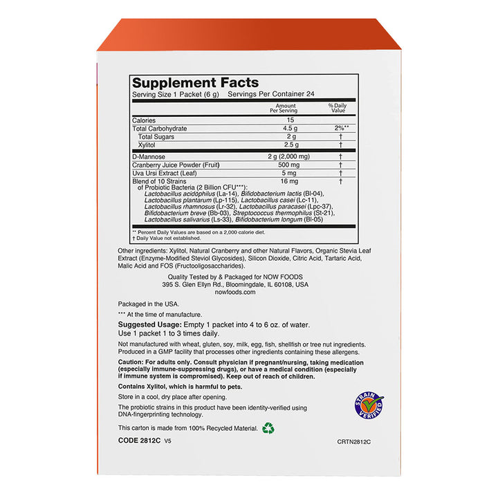 Now Cranberry Mannose + Probiotics For Healthy Urinary Health, Pack of 24's - Easy Pharmacy LLC