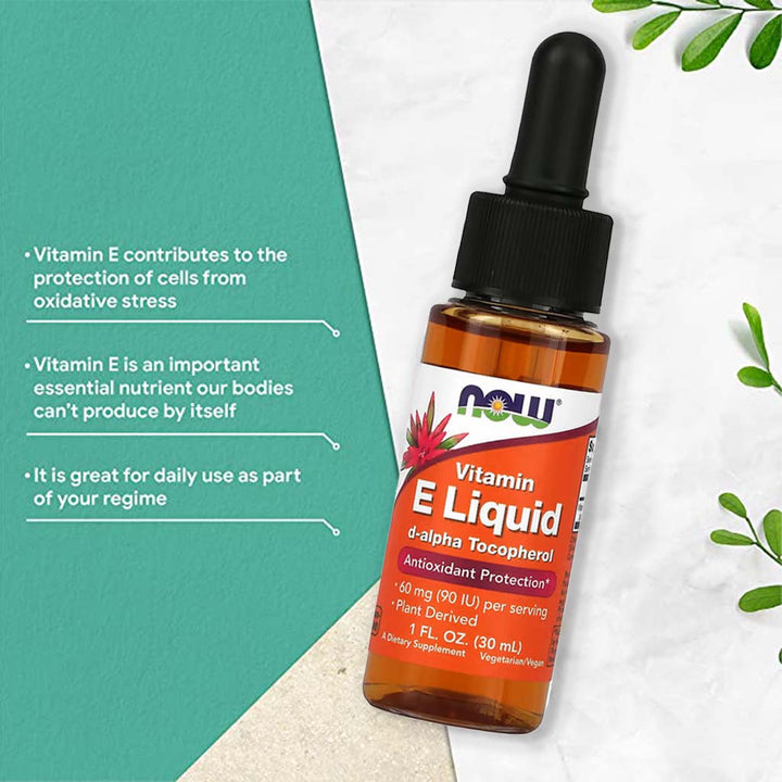 Now Vitamin E Liquid Drops, Plant Derived, For Antioxidant Support 30ml - Easy Pharmacy LLC