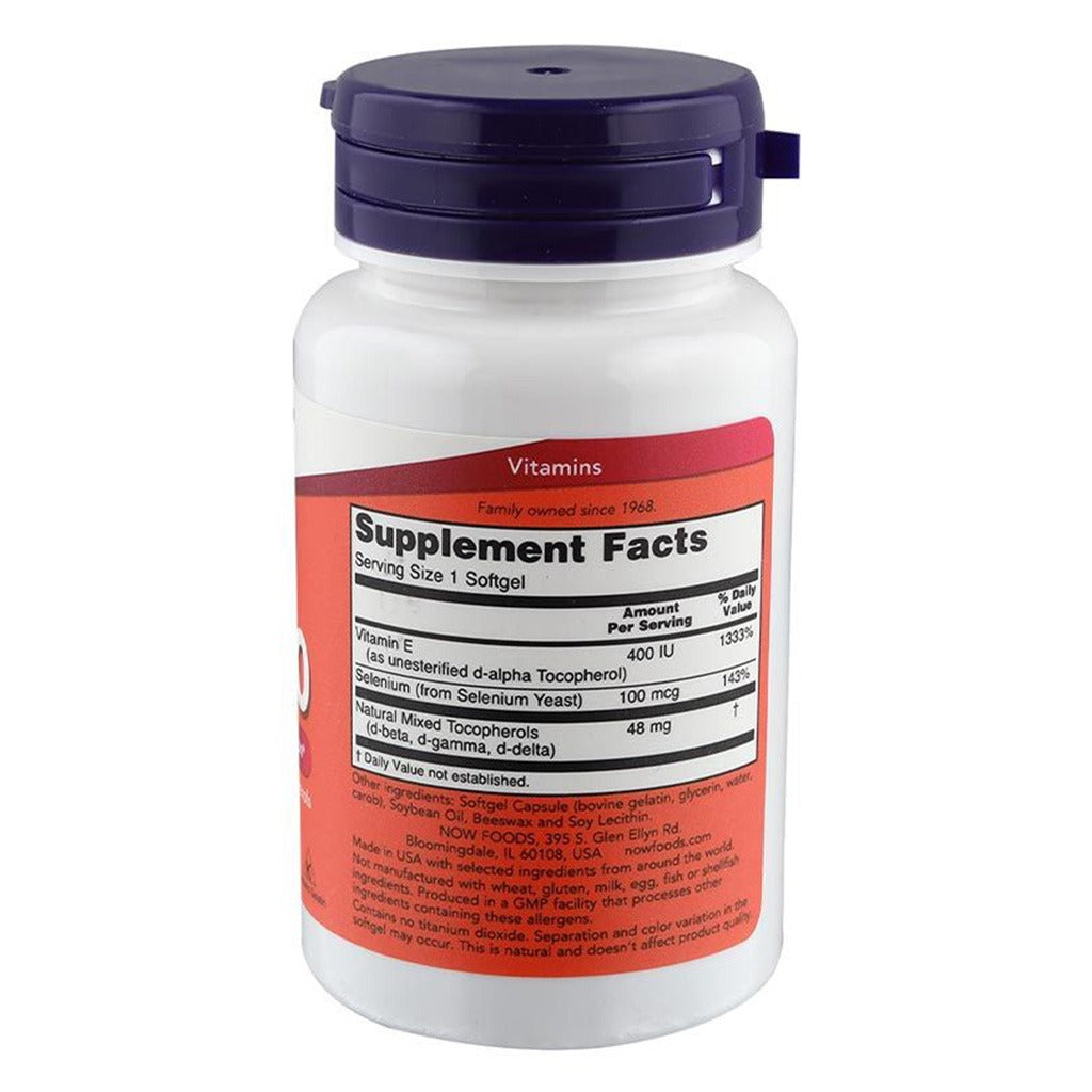 Now E-400 Vitamin E 400IU Antioxidant Softgel For Immune & Heart Support, Pack of 30's - Easy Pharmacy LLC
