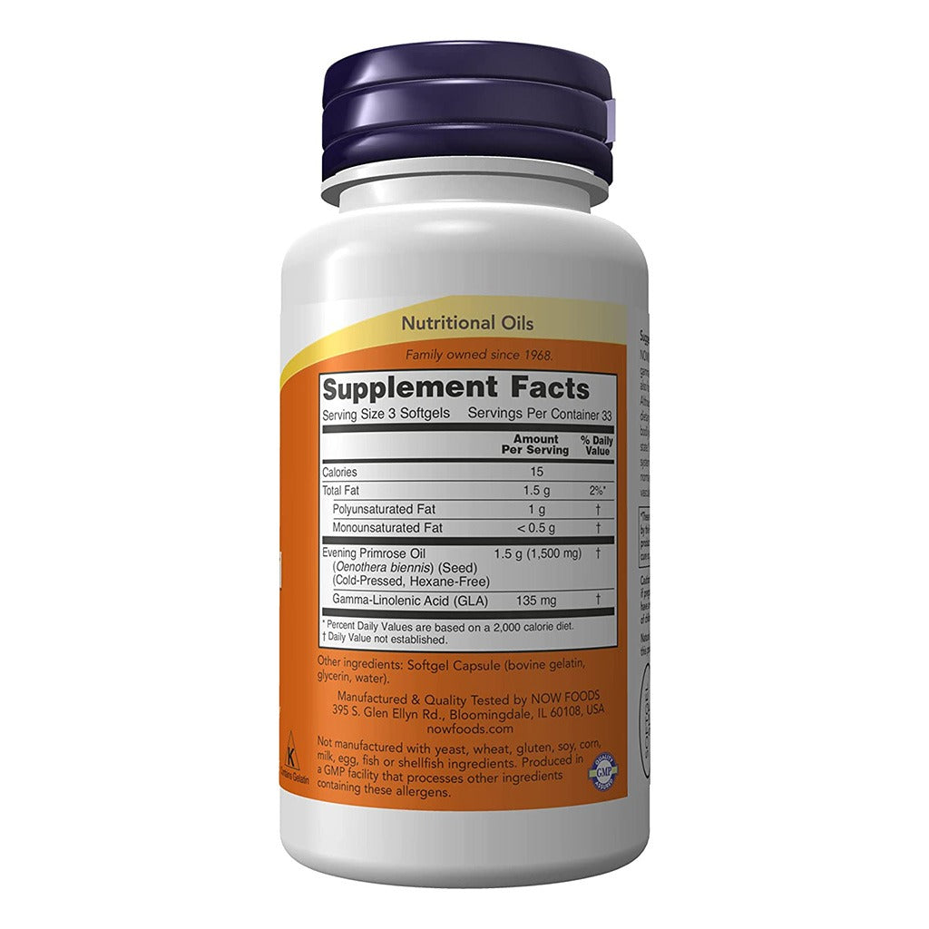 Now Evening Primrose Oil 500mg Softgels For Women's Skin Health & Immune Support, Pack of 100's - Easy Pharmacy LLC