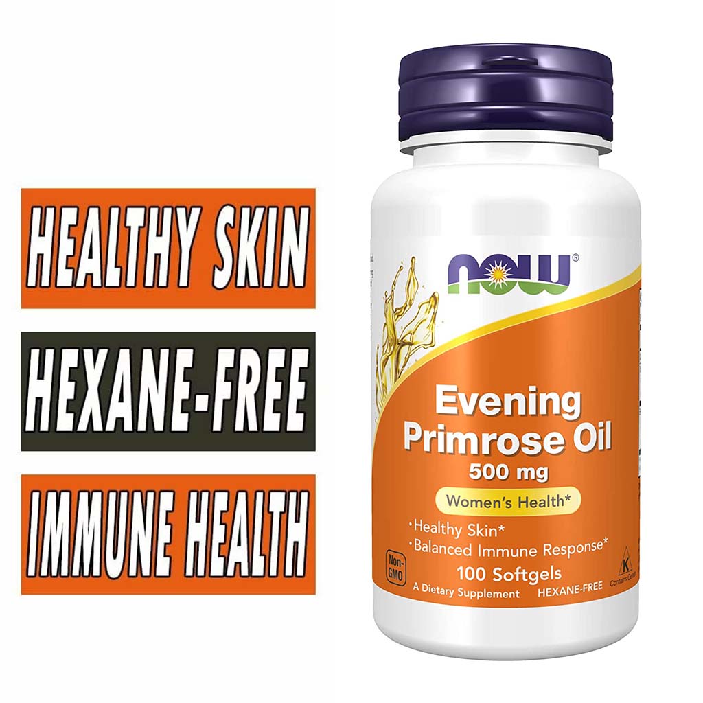 Now Evening Primrose Oil 500mg Softgels For Women's Skin Health & Immune Support, Pack of 100's - Easy Pharmacy LLC