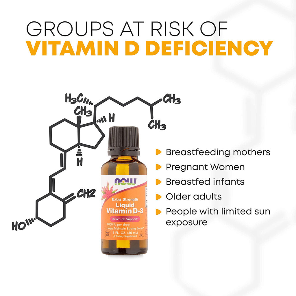 Now Extra Strength Liquid Vitamin D3-1000 IU Drops For Strong Bones 30ml - Easy Pharmacy LLC