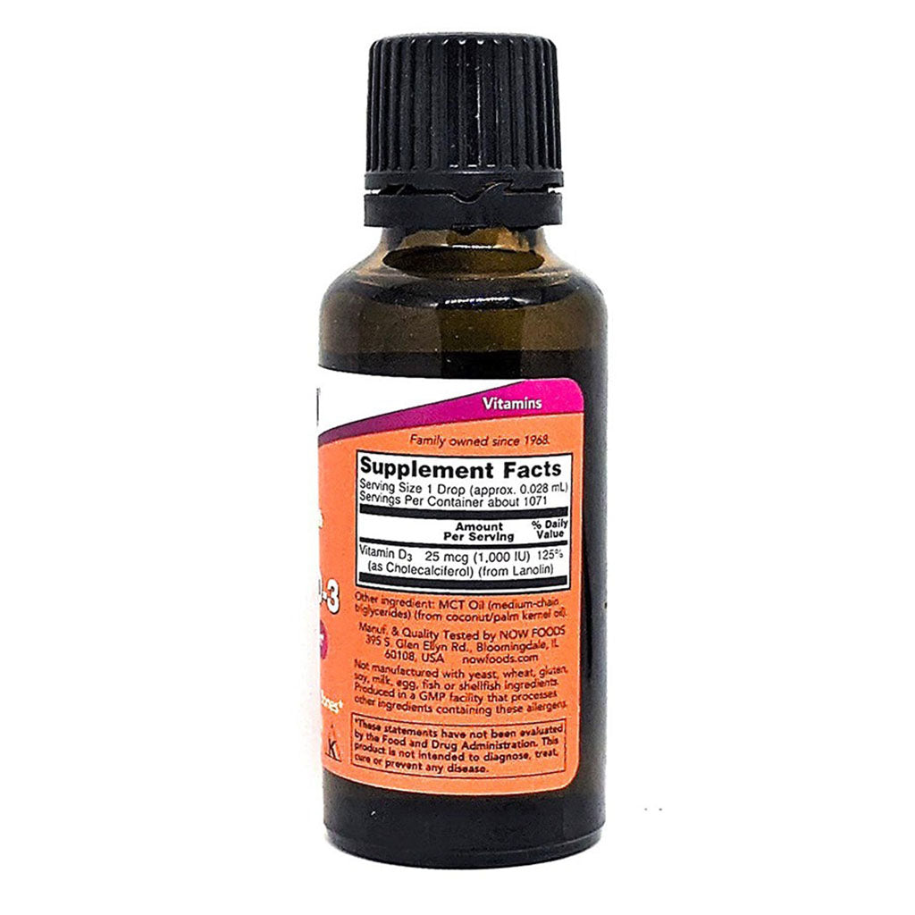 Now Extra Strength Liquid Vitamin D3-1000 IU Drops For Strong Bones 30ml - Easy Pharmacy LLC
