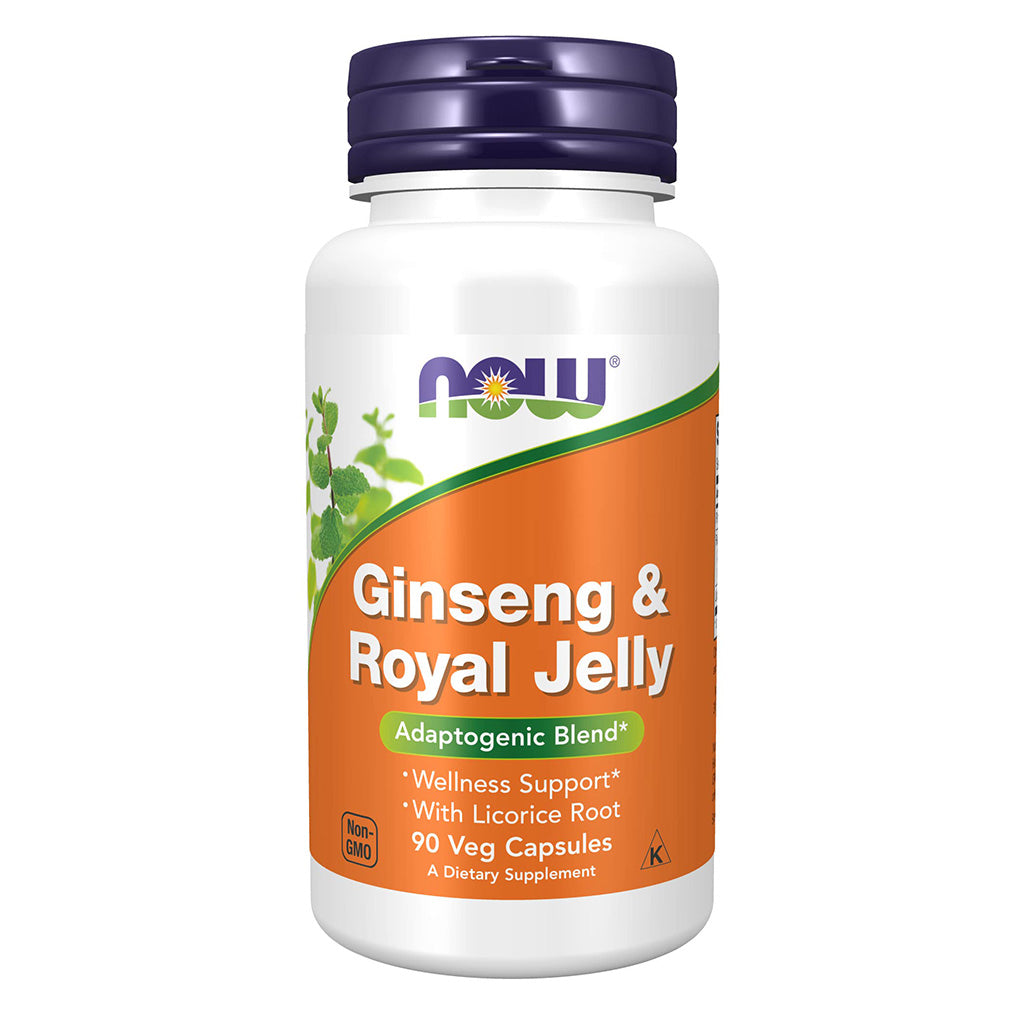 Now Ginseng and Royal Jelly Adaptogenic Capsules With Licorice For Wellness Support, Pack of 90's - Easy Pharmacy LLC