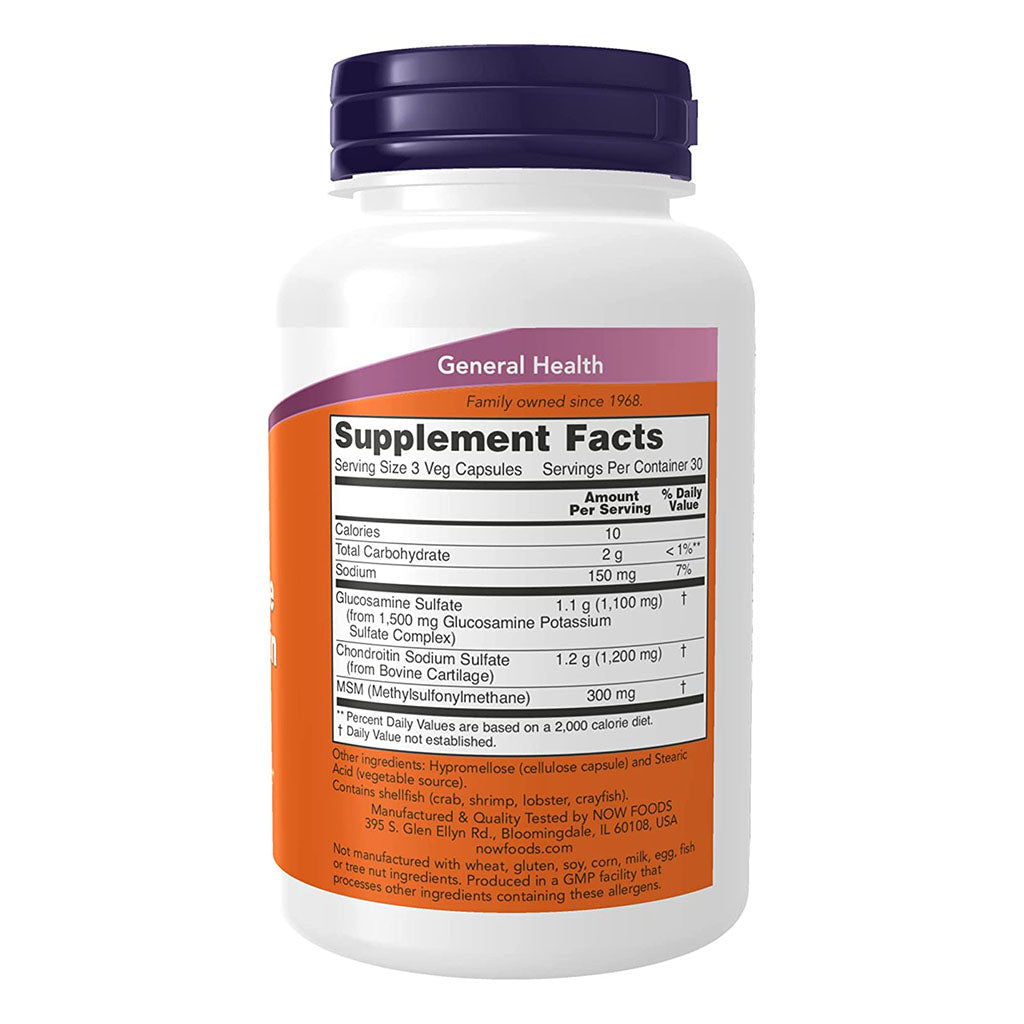 Now Glucosamine & Chondroitin With MSM Capsules For Joint Health, Pack of 90's - Easy Pharmacy LLC