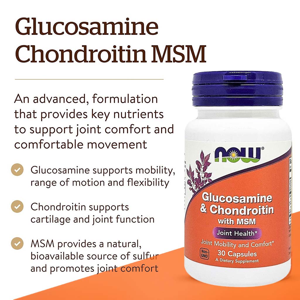 Now Glucosamine & Chondroitin With MSM Capsules For Joint Health, Pack of 30's - Easy Pharmacy LLC