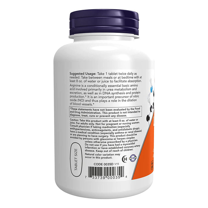 Now Double Strength L- Arginine 1000mg Tablets For Vascular Support, Pack of 120's - Easy Pharmacy LLC