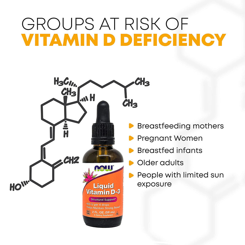Now Liquid Vitamin D3 Drops 400 IU Drops For Strong Bones 60ml - Easy Pharmacy LLC