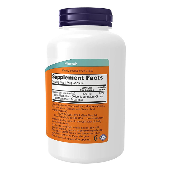Now Magnesium 400mg Capsules For Energy Production & Nervous System Support, Pack of 180's - Easy Pharmacy LLC