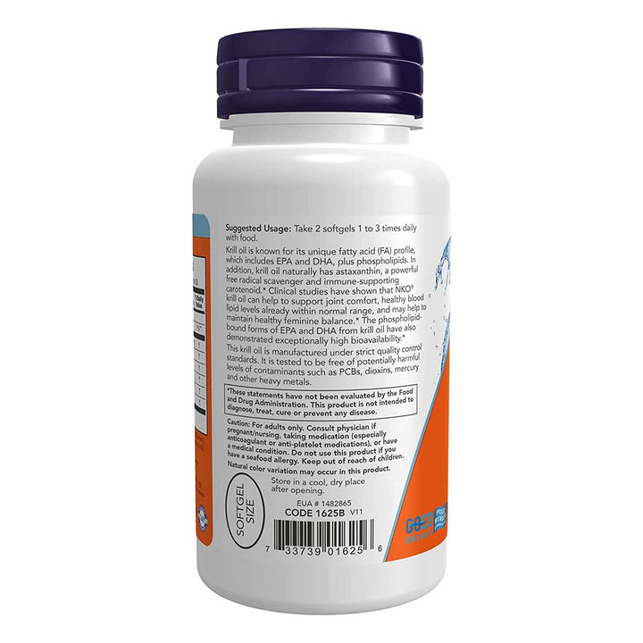 Now Neptune Krill Oil 500mg Softgels For Cardiovascular Support, Pack of 60's - Easy Pharmacy LLC