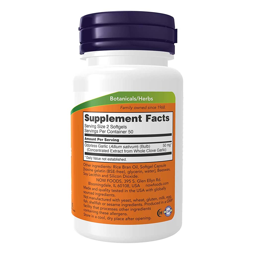 Now Odorless Garlic Softgels For Heart & Immune Support, Pack of 100's - Easy Pharmacy LLC
