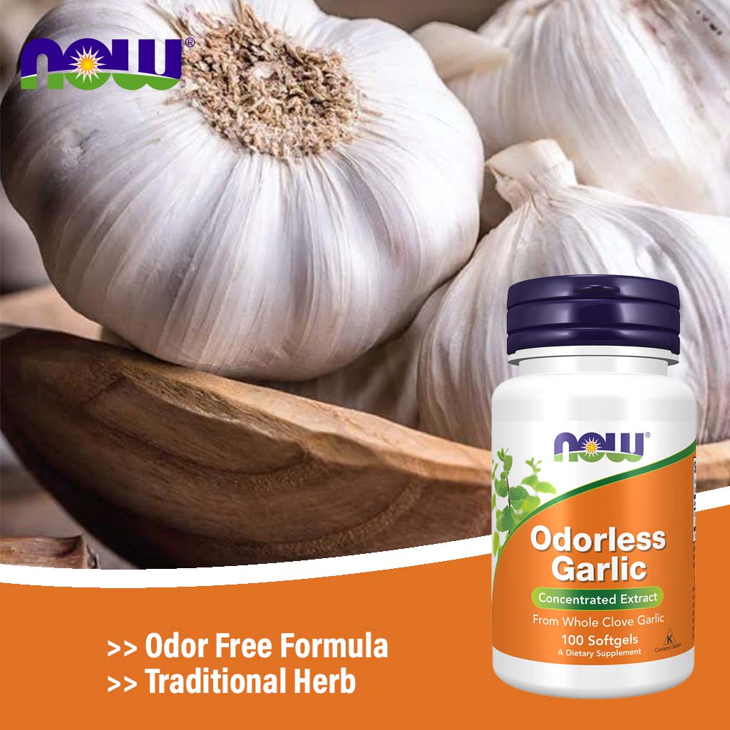 Now Odorless Garlic Softgels For Heart & Immune Support, Pack of 100's - Easy Pharmacy LLC