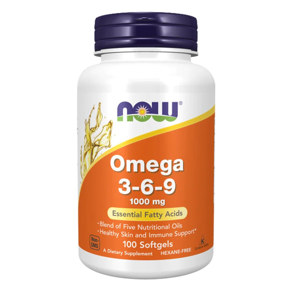 Now Omega 3 6 9 Flax Seed, Evening Primrose, Canola, Black Currant & Pumpkin Seed Oils 1000mg Softgels, Pack of 100's - Easy Pharmacy LLC