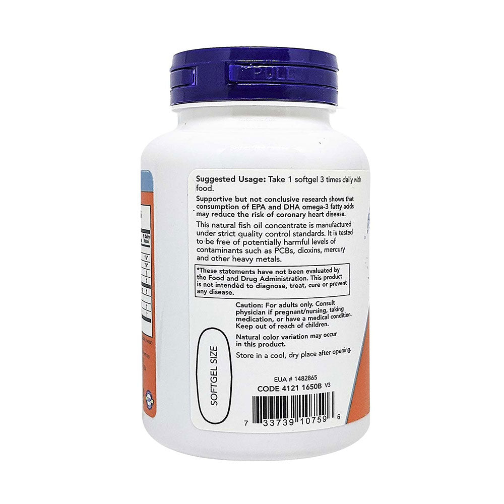 Now Omega 3 1000mg 180 EPA / 120 DHA Fish Oil Supplement Softgels, Pack of 100's - Easy Pharmacy LLC