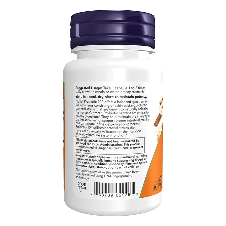 Now Probiotic-10 25 Billion CFU Capsules With 10 Probiotic Strains For Healthy Intestinal Flora, Pack of 50's - Easy Pharmacy LLC