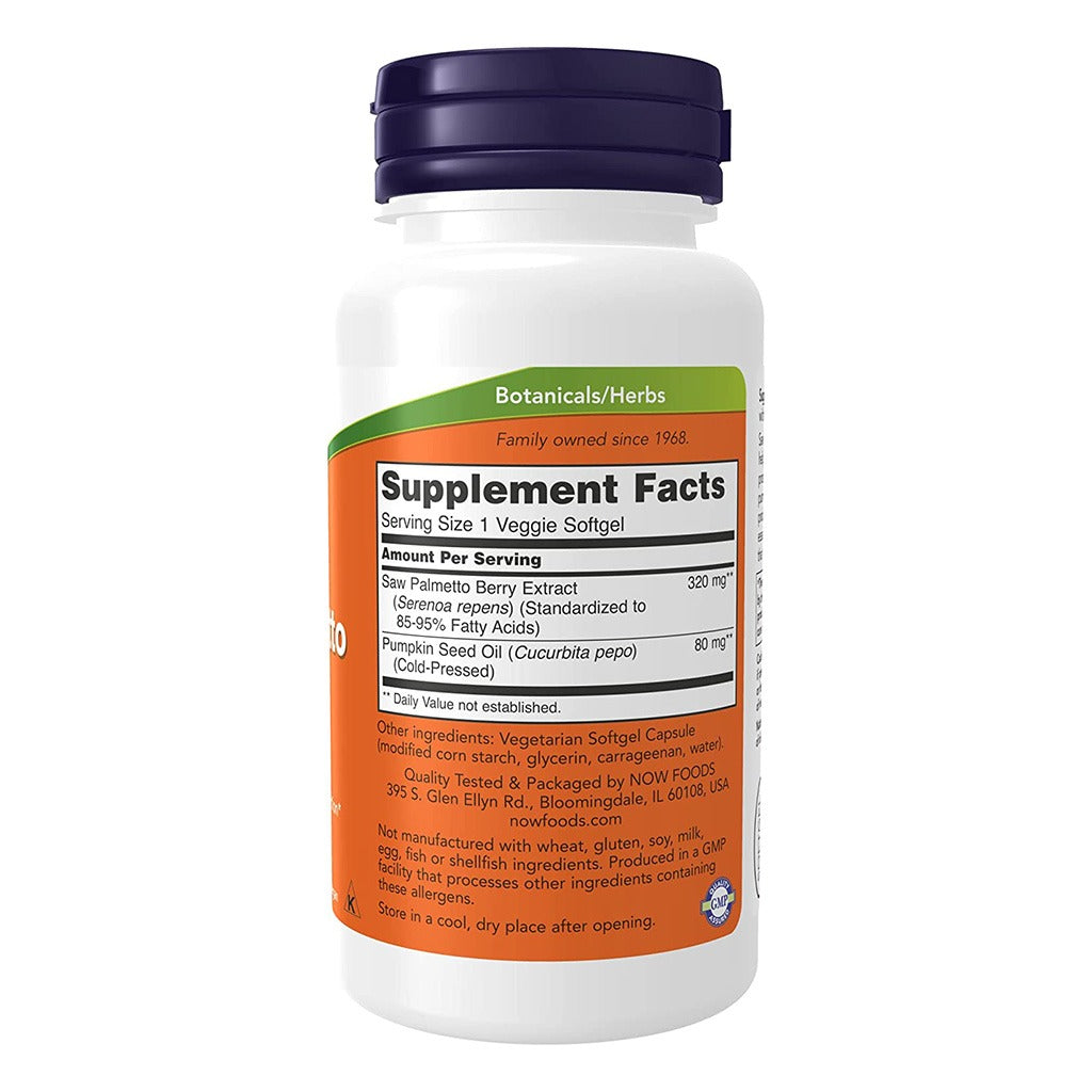 Now Saw Palmetto Extract 320mg Softgels For Men's Health & Healthy Prostate Function, Pack of 90's - Easy Pharmacy LLC