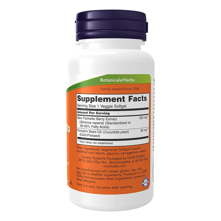 Now Saw Palmetto Extract 320mg Softgels For Men's Health & Healthy Prostate Function, Pack of 90's - Easy Pharmacy LLC