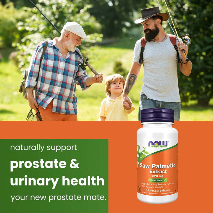 Now Saw Palmetto Extract 320mg Softgels For Men's Health & Healthy Prostate Function, Pack of 90's - Easy Pharmacy LLC