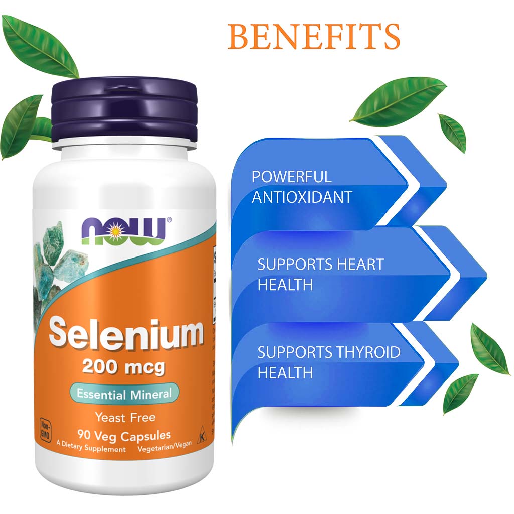 Now Selenium 200 mcg Mineral Supplement Capsules For Antioxidant Support, Pack of 90's - Easy Pharmacy LLC