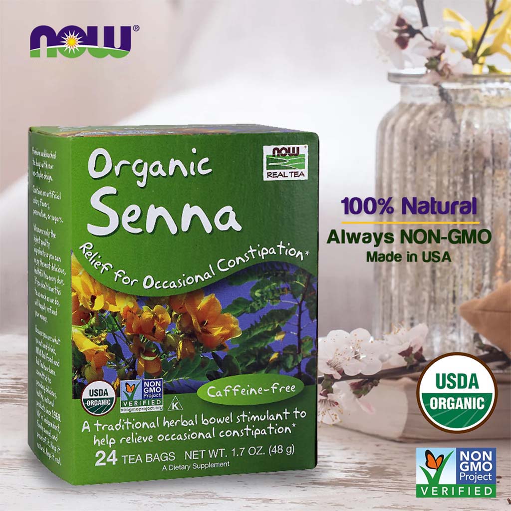 Now Organic Senna Tea Bags For Constipation Relief, Pack of 24's - Easy Pharmacy LLC