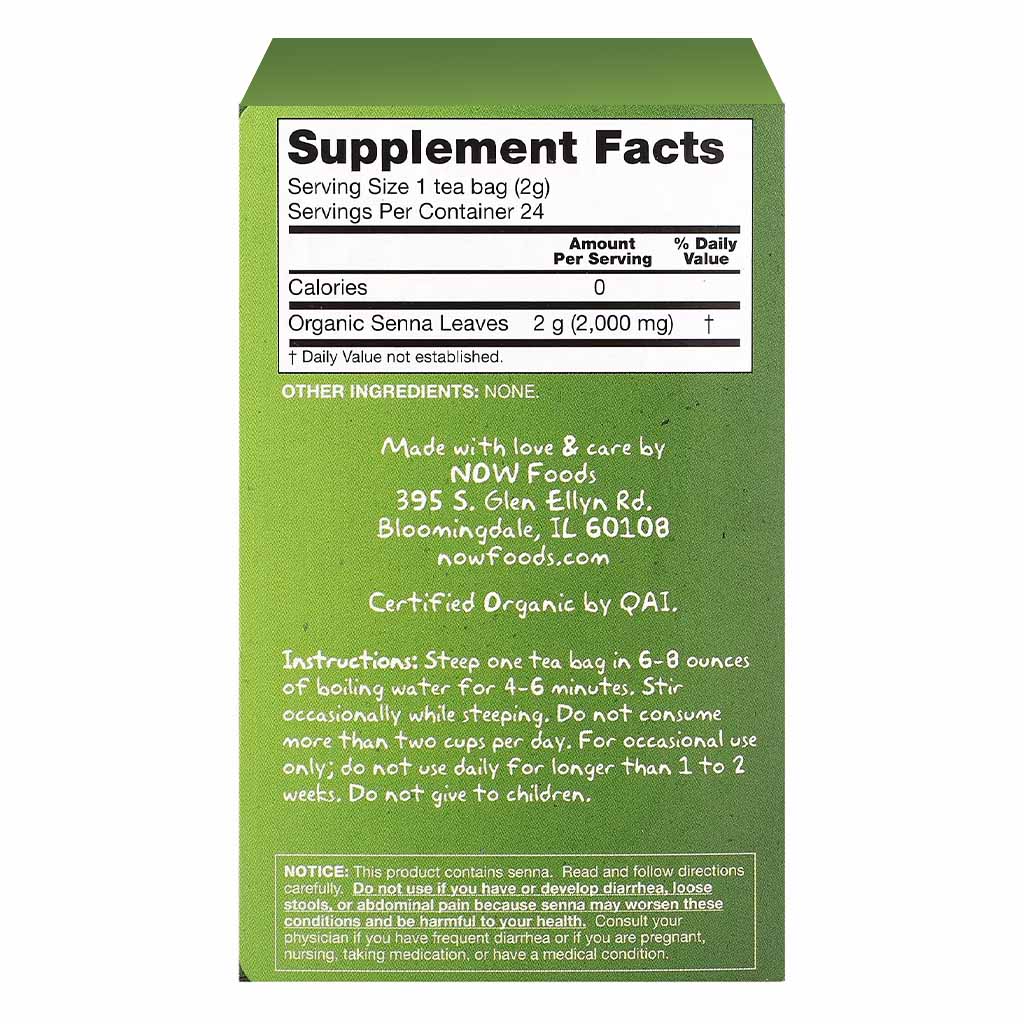 Now Organic Senna Tea Bags For Constipation Relief, Pack of 24's - Easy Pharmacy LLC