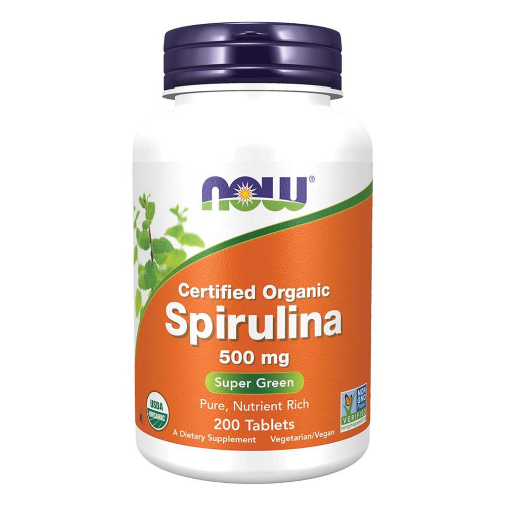 Now Organic Spirulina 500mg Antioxidant Tablets For Overall Health & Wellness, Pack of 200's - Easy Pharmacy LLC