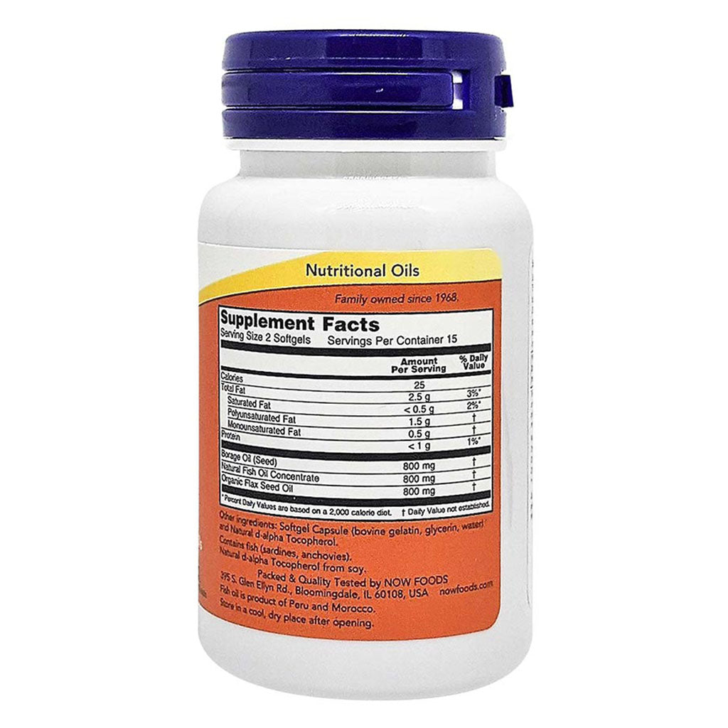 Now Super Omega 3 6 9 Flaxseed Oil, Borage Seed Oil, Fish Oil Supplement Softgels, Pack of 30's - Easy Pharmacy LLC