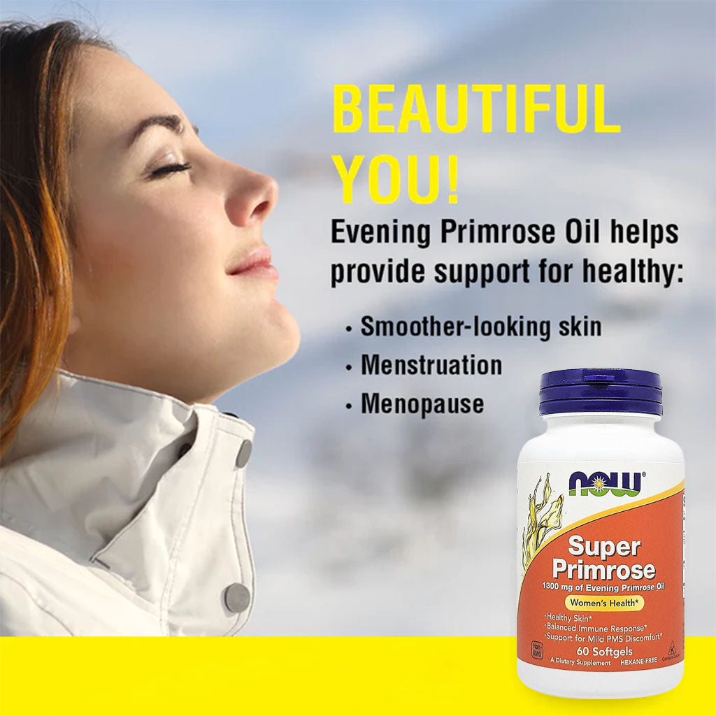 Now Super Primrose 1300mg Softgel For Women's Health, Pack of 60's - Easy Pharmacy LLC