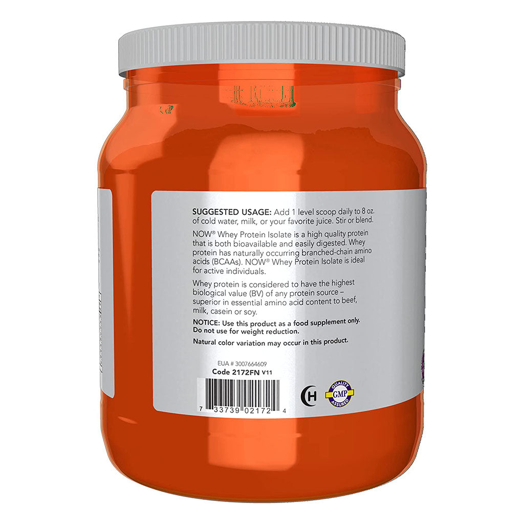 Now Whey Protein Isolate Protein Powder Unflavoured With BCAAs 1.2lbs - Easy Pharmacy LLC
