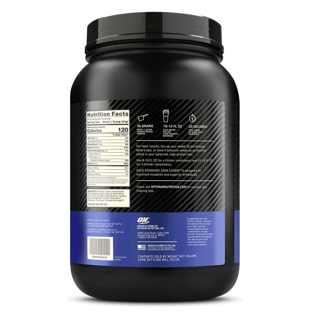 Optimum Nutrition Gold Standard 100% Casein Protein Powder Drink Mix - Chocolate Supreme, 850g - Easy Pharmacy LLC