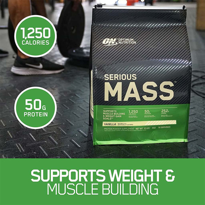 Optimum Nutrition Serious Mass Vanilla Protein Powder 12lb - Easy Pharmacy LLC