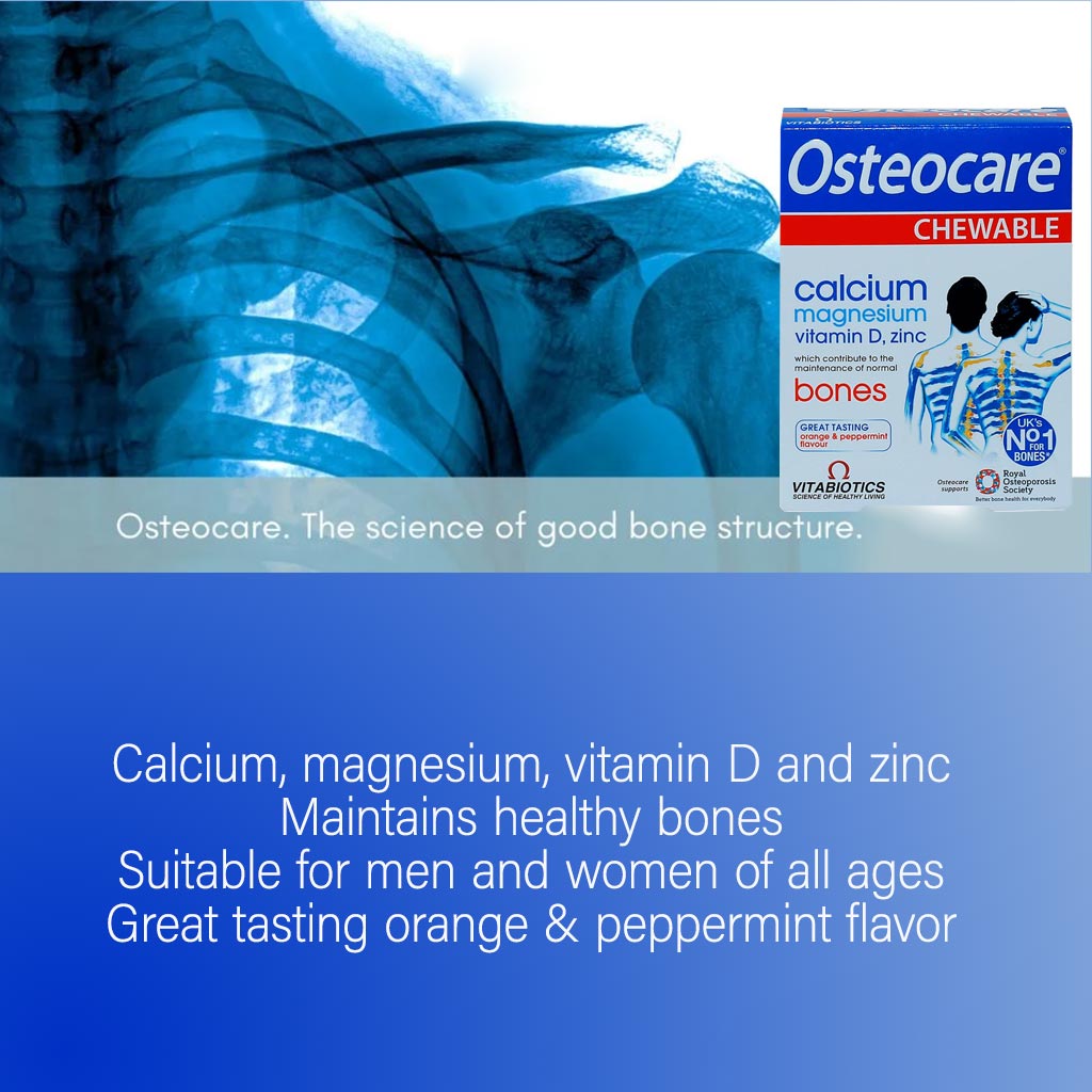 Vitabiotics Osteocare Chewable Calcium Tablets, Orange & Peppermint Flavored, For Healthy Bones, Pack of 30’s - Easy Pharmacy LLC