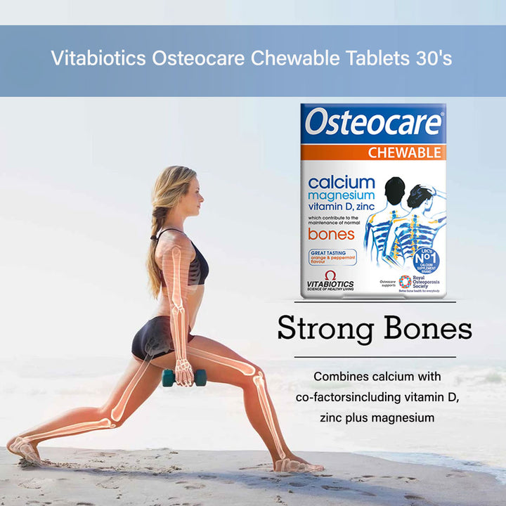 Vitabiotics Osteocare Chewable Calcium Tablets, Orange & Peppermint Flavored, For Healthy Bones, Pack of 30’s - Easy Pharmacy LLC