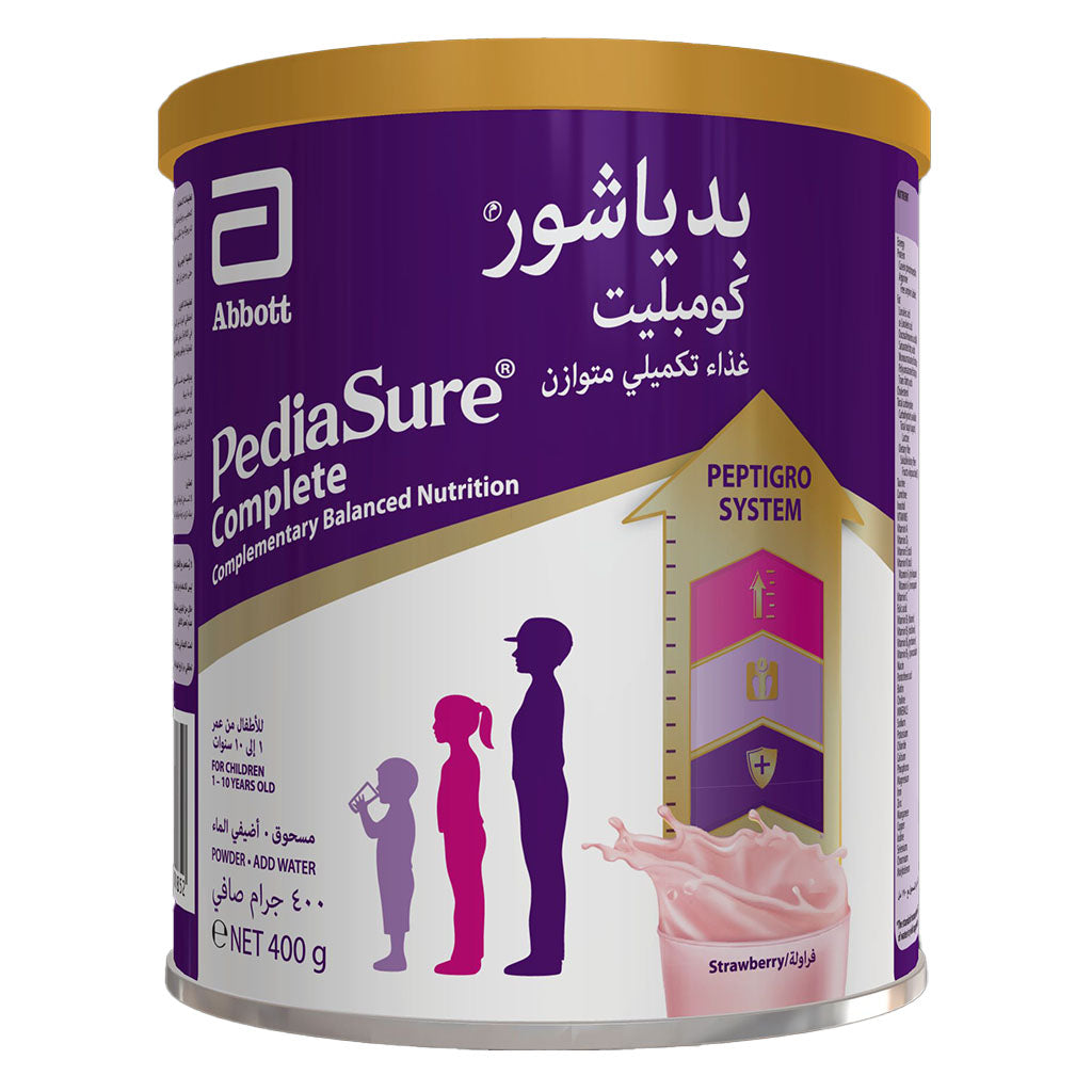 PediaSure Complete Peptrigro Growing Up Children's Milk Formula For 1 To 10 Years Strawberry Flavour 400g - Easy Pharmacy LLC