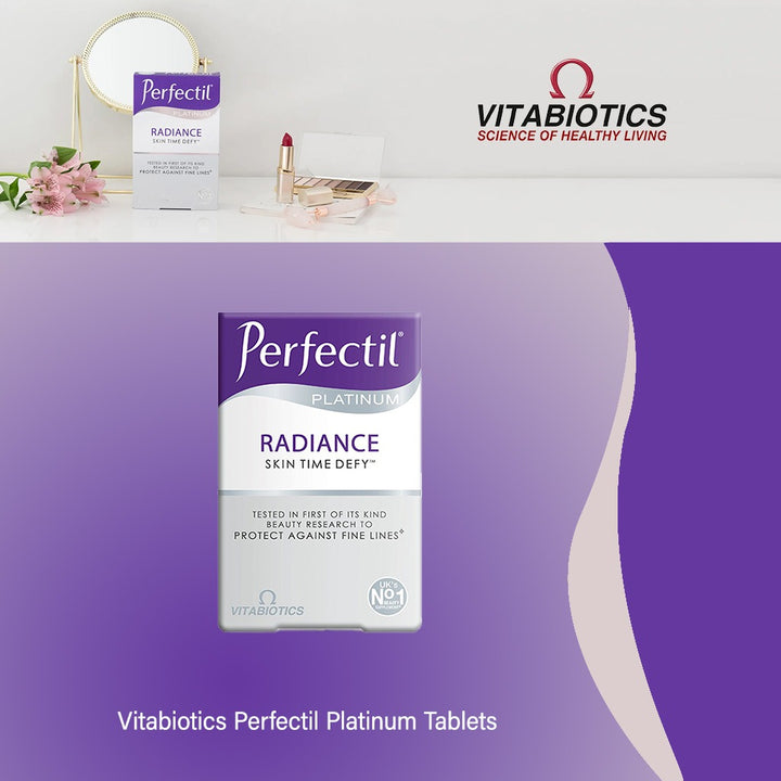 Vitabiotics Perfectil Platinum Radiance Beauty Supplement Tablets With Bio-Marine Collagen For Fine Lines Prevention, Pack of 60's - Easy Pharmacy LLC