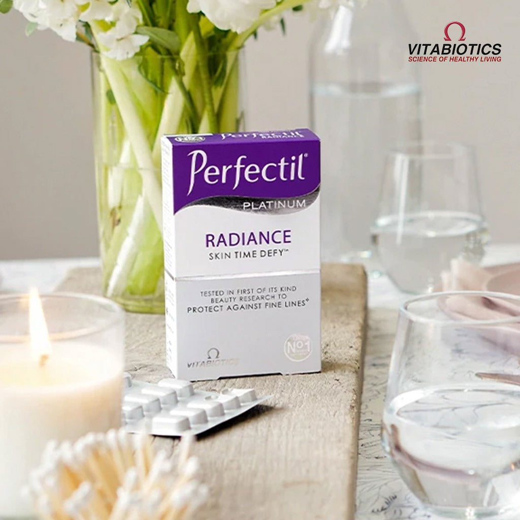 Vitabiotics Perfectil Platinum Radiance Beauty Supplement Tablets With Bio-Marine Collagen For Fine Lines Prevention, Pack of 60's - Easy Pharmacy LLC