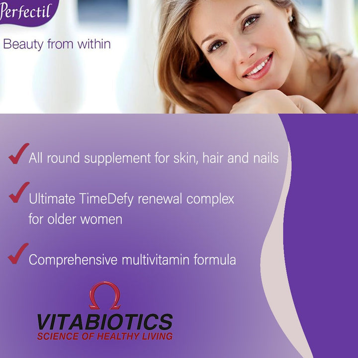 Vitabiotics Perfectil Platinum Radiance Beauty Supplement Tablets With Bio-Marine Collagen For Fine Lines Prevention, Pack of 60's - Easy Pharmacy LLC