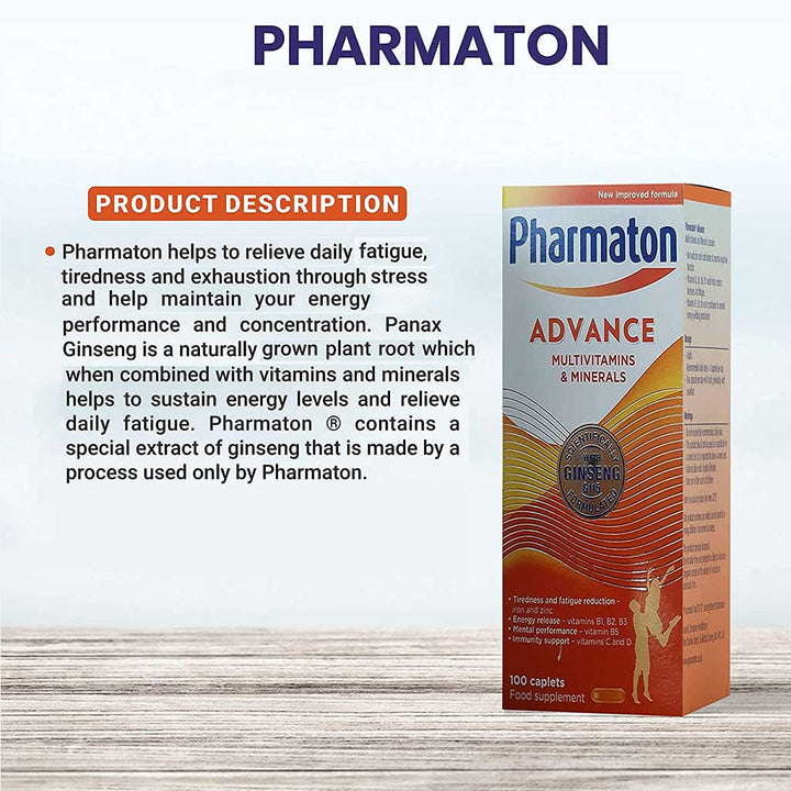 Pharmaton Vitality Multivitamins & Minerals Supplement Capsules with Ginseng, Pack of 100's - Easy Pharmacy LLC
