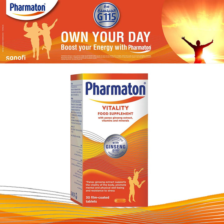 Pharmaton Vitality Multivitamins & Minerals Supplement Capsules with Ginseng, Pack of 30's - Easy Pharmacy LLC