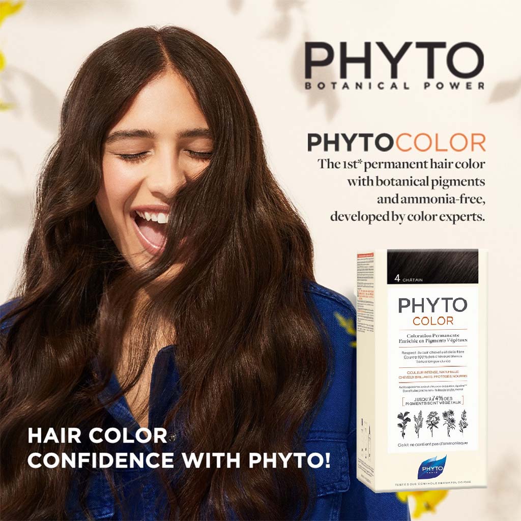 Phyto Phyto Color Permanent Hair Color Treatment Kit With Milk Developer & Colouring Cream, Shade 4 Brown - Easy Pharmacy LLC