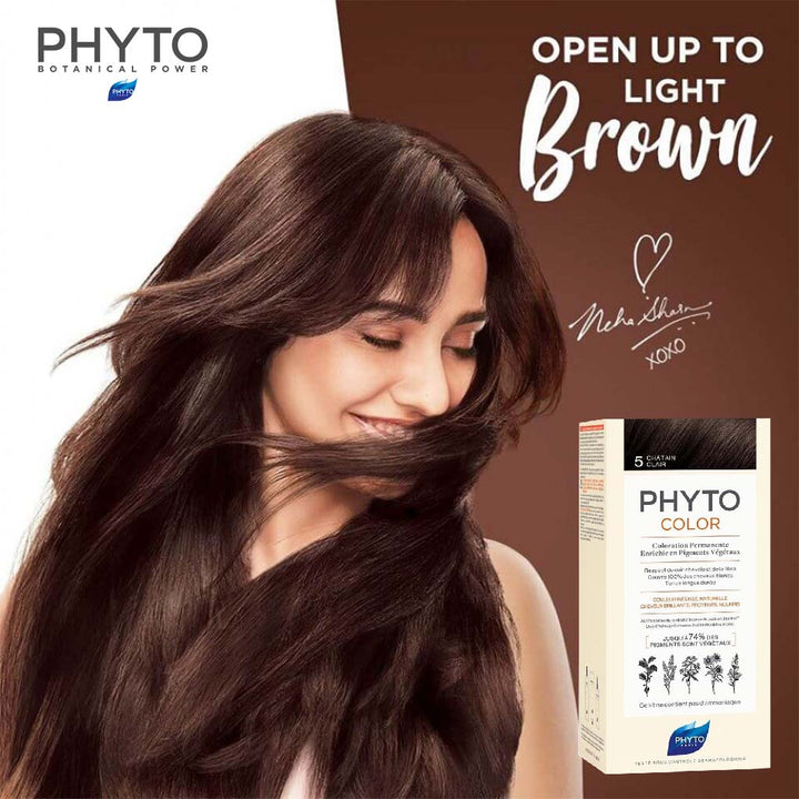 Phyto Phyto Color Permanent Hair Color Treatment Kit With Milk Developer & Colouring Cream, Shade 5 Light Brown - Easy Pharmacy LLC