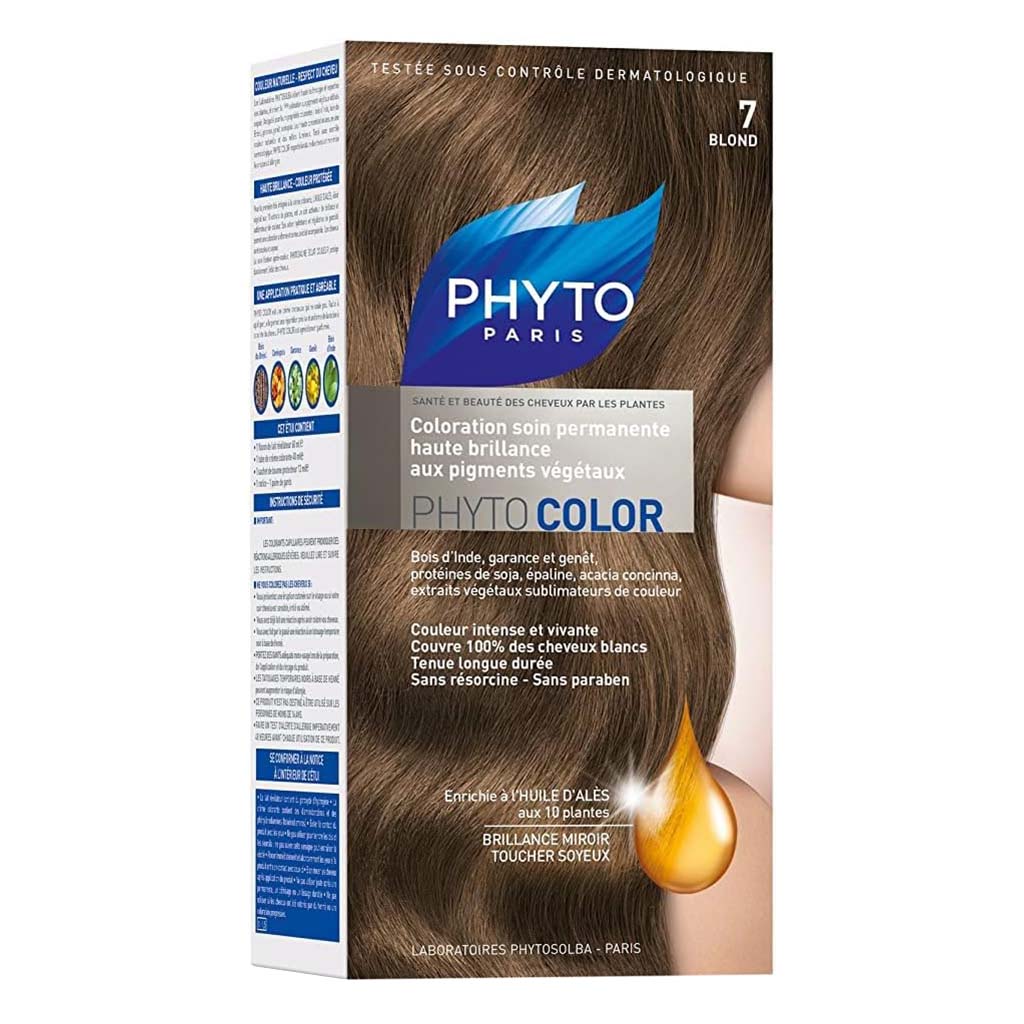 Phyto Phyto Color Permanent Hair Color Treatment Kit With Milk Developer & Colouring Cream, Shade 7 Blonde - Easy Pharmacy LLC